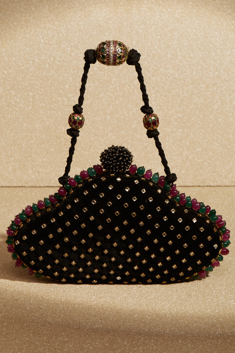 Jewelled Clutch Bag with Beaded Handle