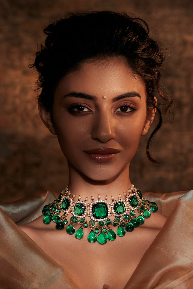 Statement necklace with drop detailing – Tarun Tahiliani Official