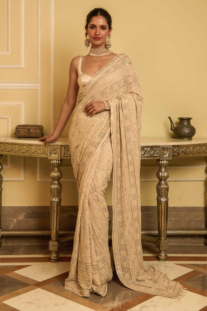 Chikan saree with blouse