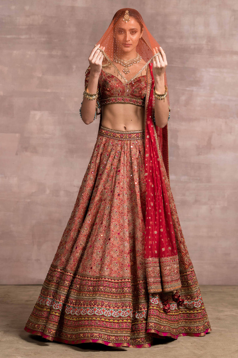 Red Lehenga Choli with Heavy Sequence Work for Wedding