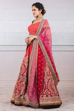Ombre Lehenga With Hand Embroidery