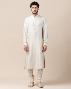 Silk Kurta With Textured Border