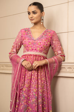 Embroidered Anarkali With Churidar And Dupatta