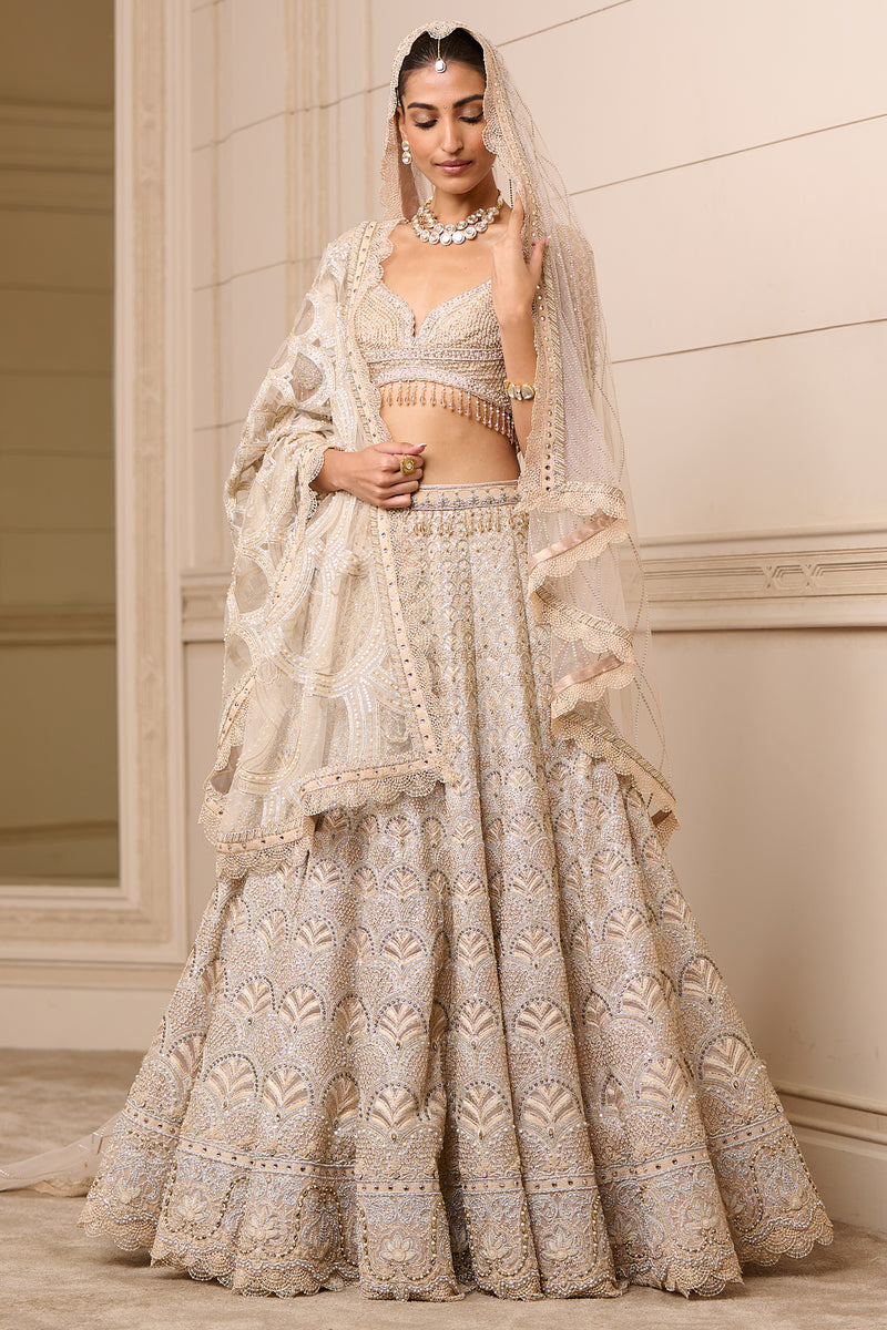 Off White All Three Lehenga with Embroidered Dupatta – Preevin