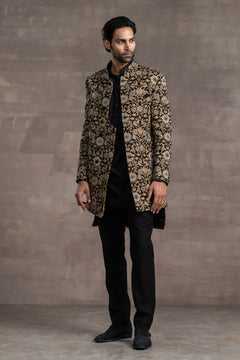 Floral-Printed Quilted Sherwani