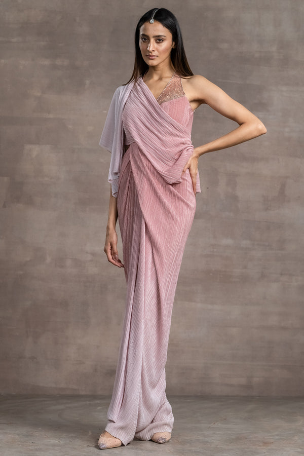 Draped dress with corseted bodice