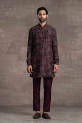 Floral-Printed Silk Kurta