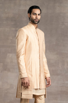 Textured silk sherwani