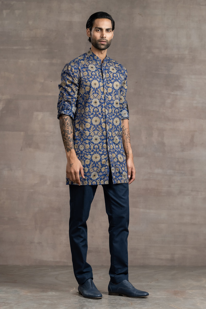 Floral-Printed Front Open Kurta