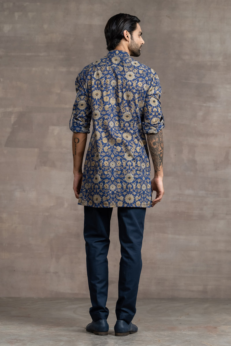 Floral-Printed Front Open Kurta