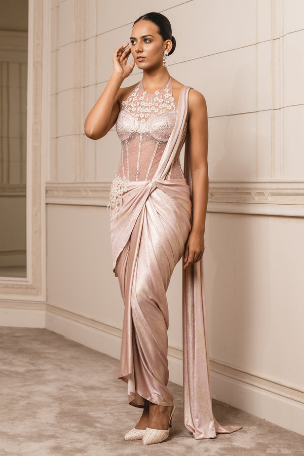 One Piece Draped Concept Saree With Corset