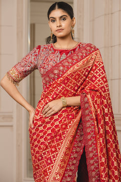 Gharchola saree and embroidered blouse