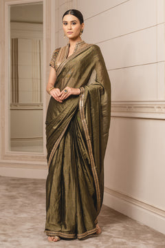 Saree with printed blouse Fabric