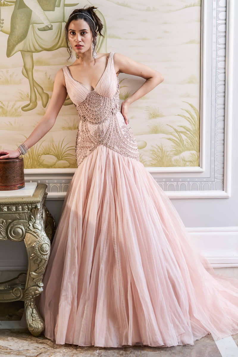 Organza Fit-And-Flare Gown