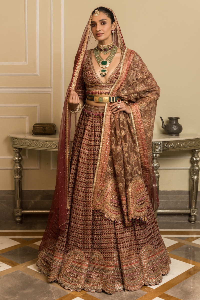 Royal Plum - Embroidered Designer Bridal Lehenga | Khushboo Baheti