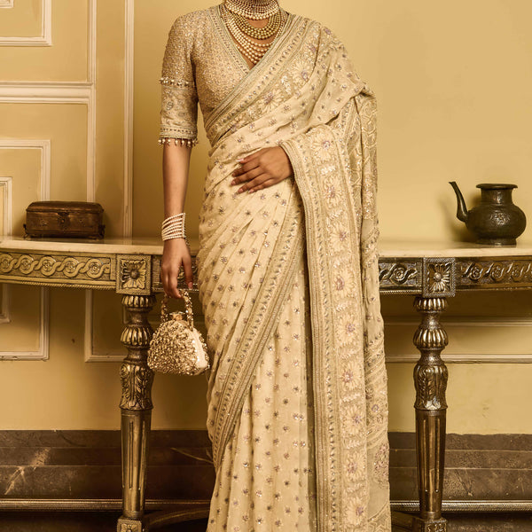 Tarun Tahiliani Chikankari saree with blouse L