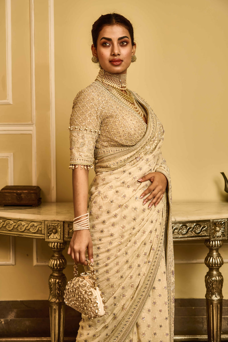 heavy georgette lucknowi chikankari party wear saree collection Catalog