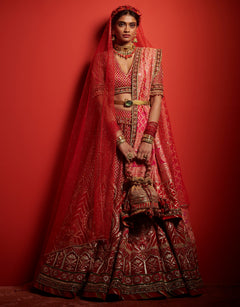 Tulle Lehenga with Grid Embroidery