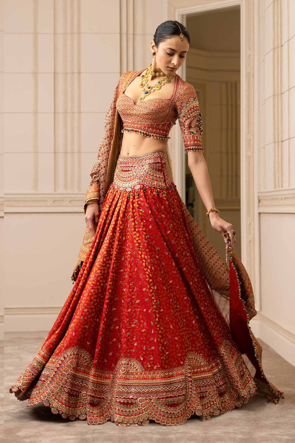 Red Colored Bridal Malay satin Lehenga Choli With Hand and Embroidery Work  HLC 07 in Dandeli at best price by 24 Fashion - Justdial
