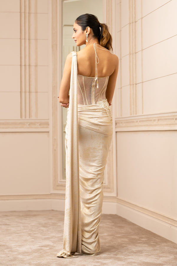 One-Piece Draped Concept Saree With Corset
