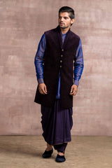 Velvet Bundi With Satin Surplice Collar