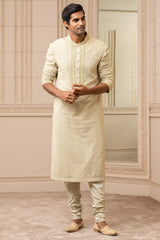 Jade Silk Kurta With Resham