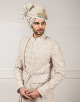 Sherwani In Raw Silk Fabric