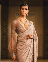 Mukaish and chikankari two piece saree