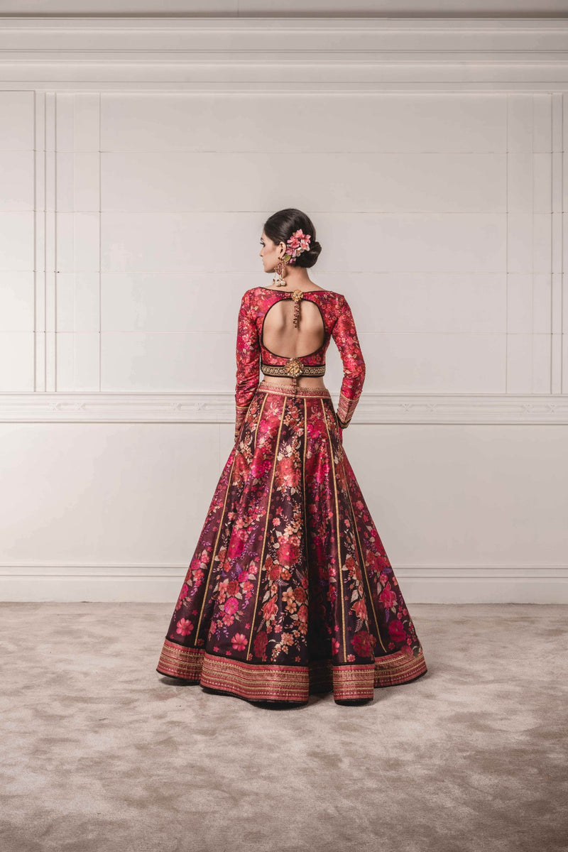 Black Embroidery and Sequins work Crop Top Lehenga – Seasons Chennai